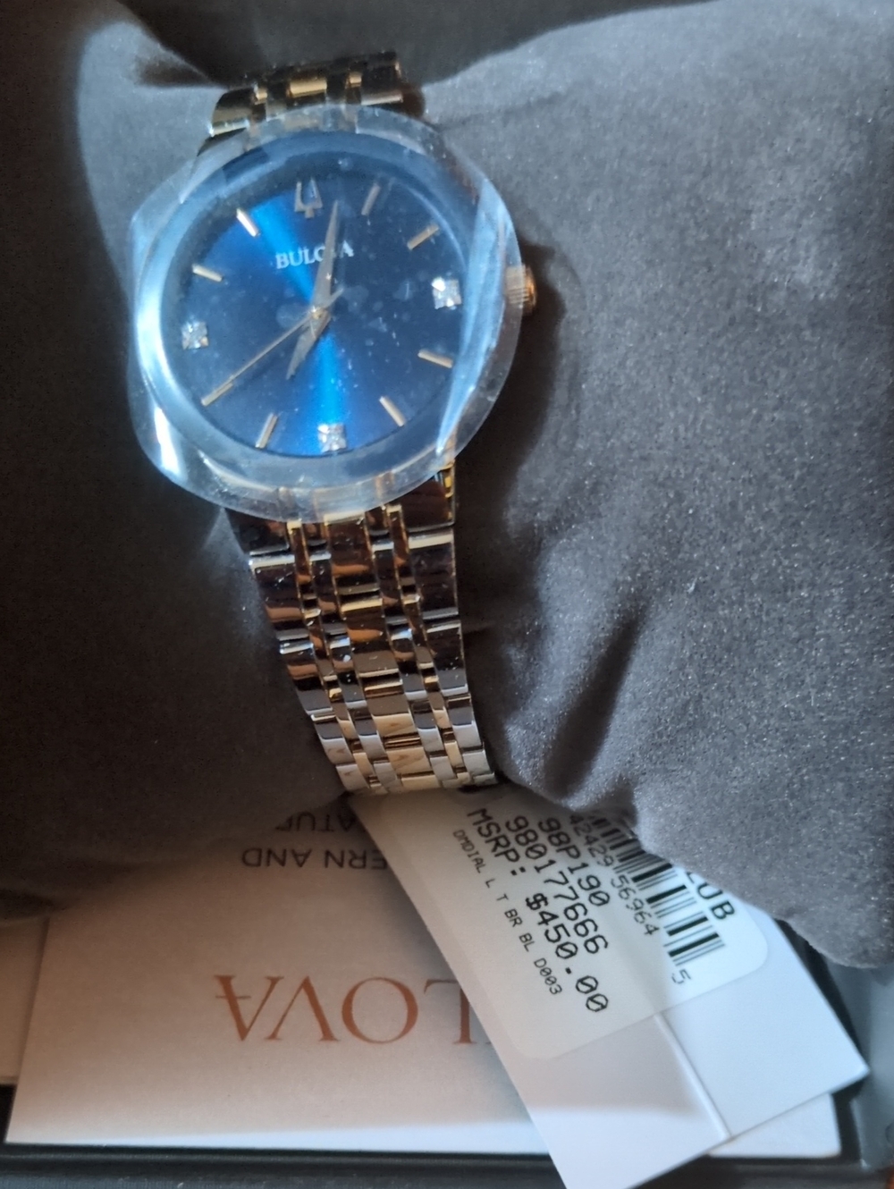 Bulova Two-Tone Bracelet Watch with Blue Sunray Dial